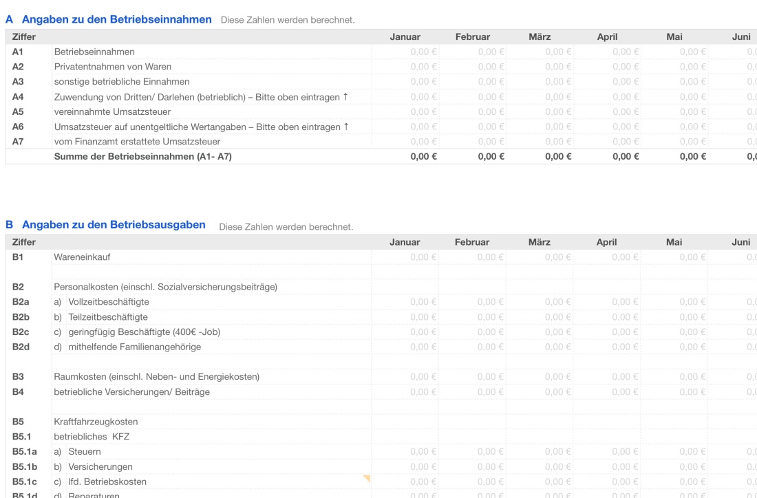 Einnahmen-Überschuss-Rechnung 2023 mit USt "Anlage EKS"