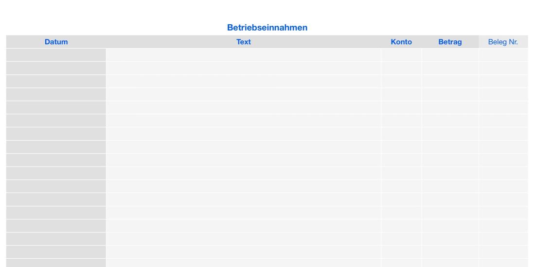 Numbers Vorlage Einnahmen-Überschuss-Rechnung 2018 ohne USt Einnahmen