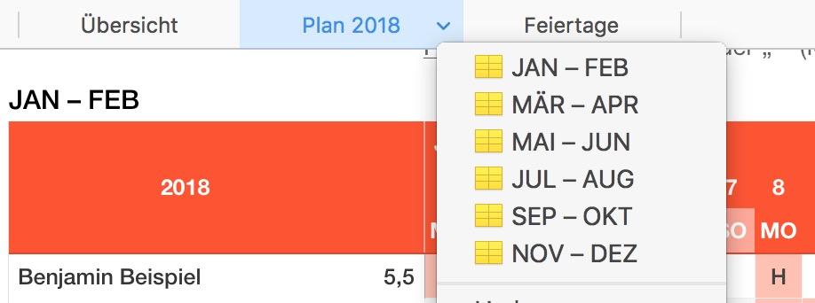 Numbers Vorlage Urlaubsplaner 2018 Tabellen Monate