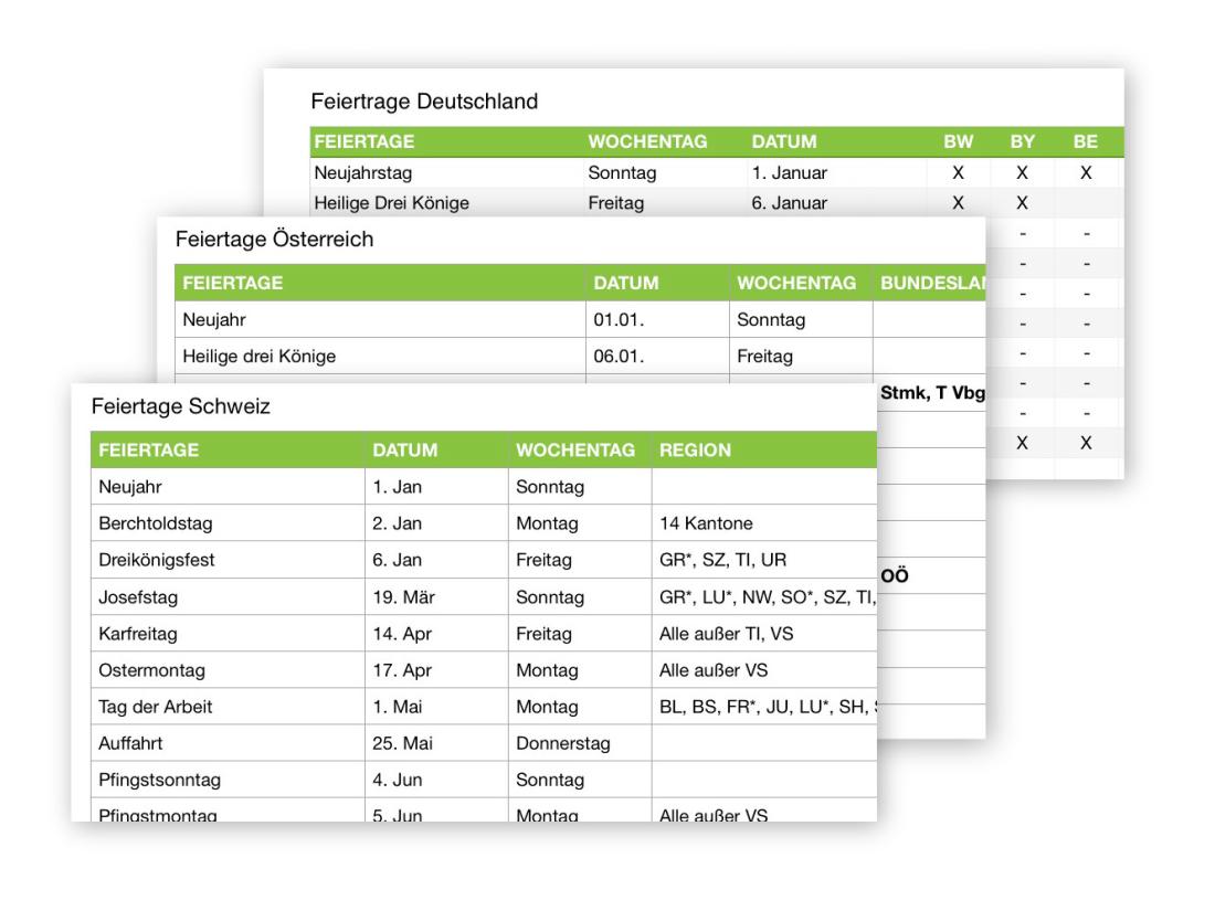 Numbers Vorlage Kalender 2020 Feiertage Urlaub Ferien
