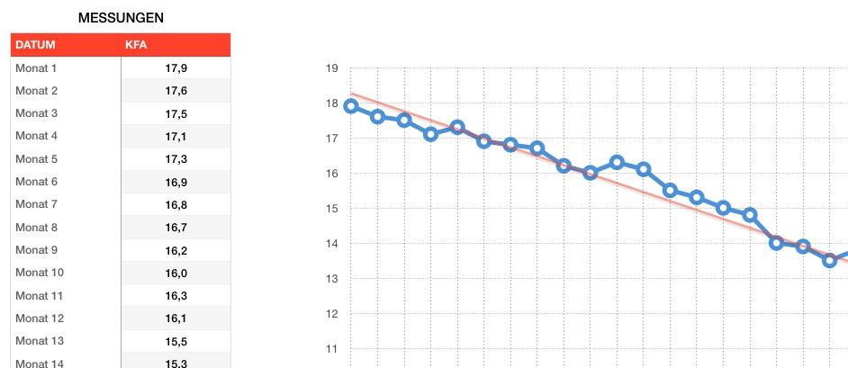 Numbers Vorlage Körperfett Anteil dokumentieren Diagramm