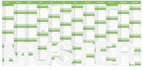 Numbers Vorlage Kalender 2021 für Mac
